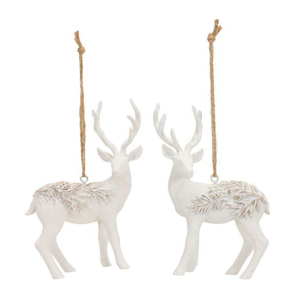 White Deer Novelty Ornament, Set of Six, image 1
