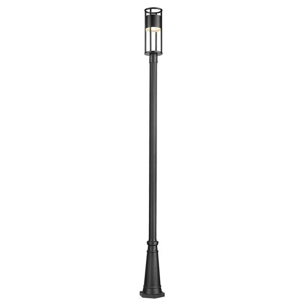 Luca Black LED Outdoor Post Mounted Fixture with Etched Glass Shade, image 4