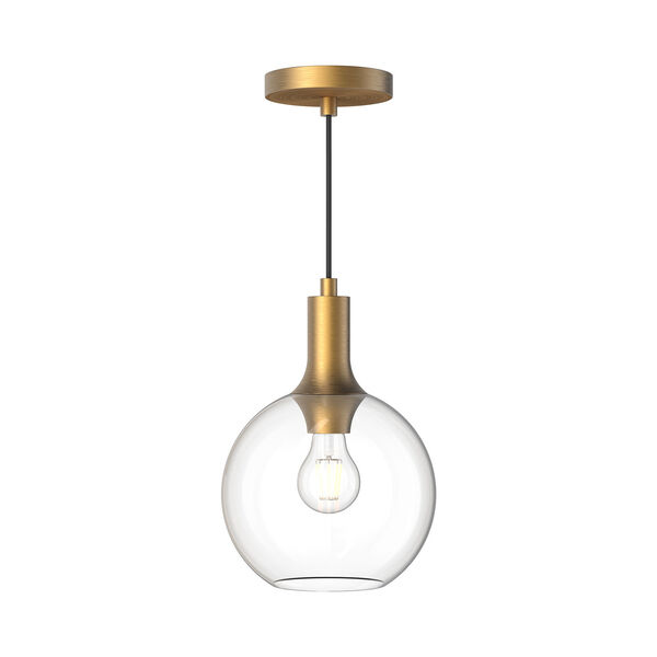 Castilla Aged Gold Eight-Inch One-Light Mini Pendant with Clear Glass, image 1