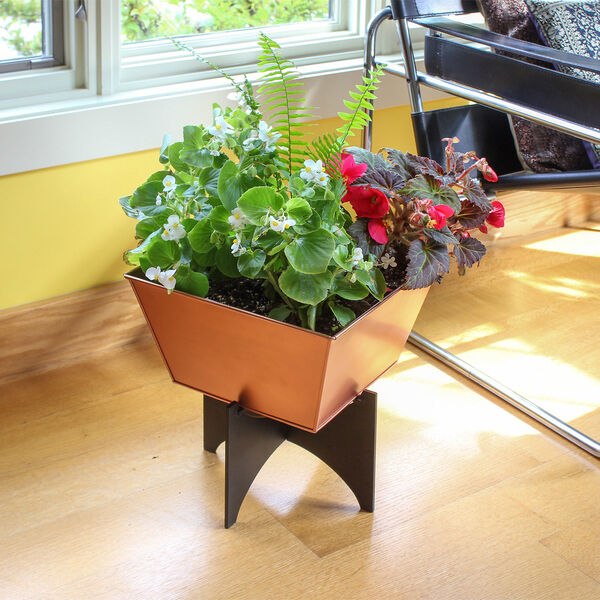 Zaha I Copper Plated Planter with Flower Box, image 3