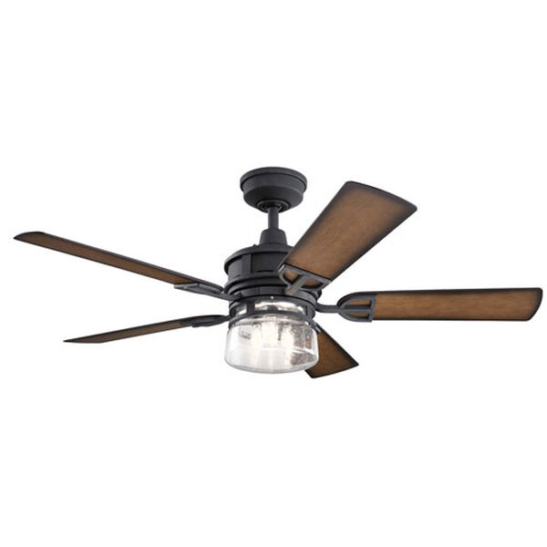 Lincoln Distressed Black and Walnut 52-Inch Three-Light Ceiling Fan, image 3