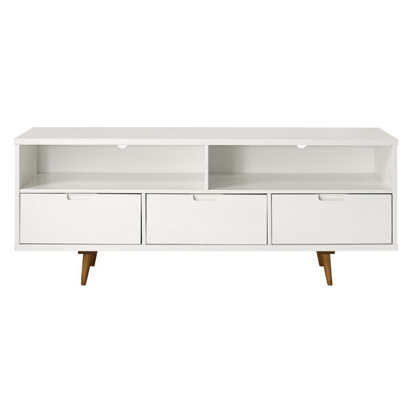 Ivy White Three-Drawer Solid Wood TV Stand, image 2