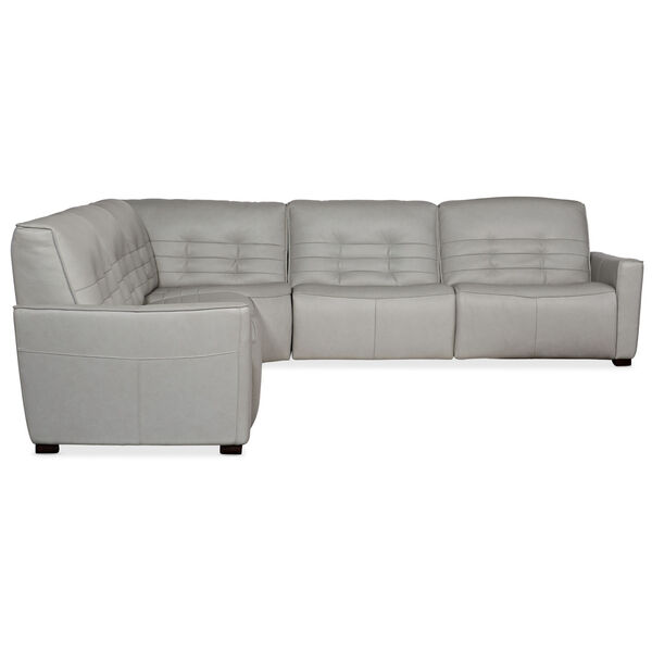 Reaux Gray Leather Five-Piece Power Recline Sectional with Three Power Recliner Sections, image 5