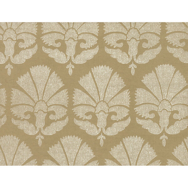 Ronald Redding Handcrafted Naturals Gold and White Ottoman Fans Wallpaper, image 3