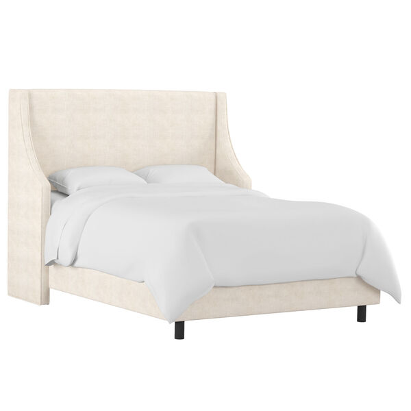 King Linen Talc Swoop Arm Wingback Bed, image 1