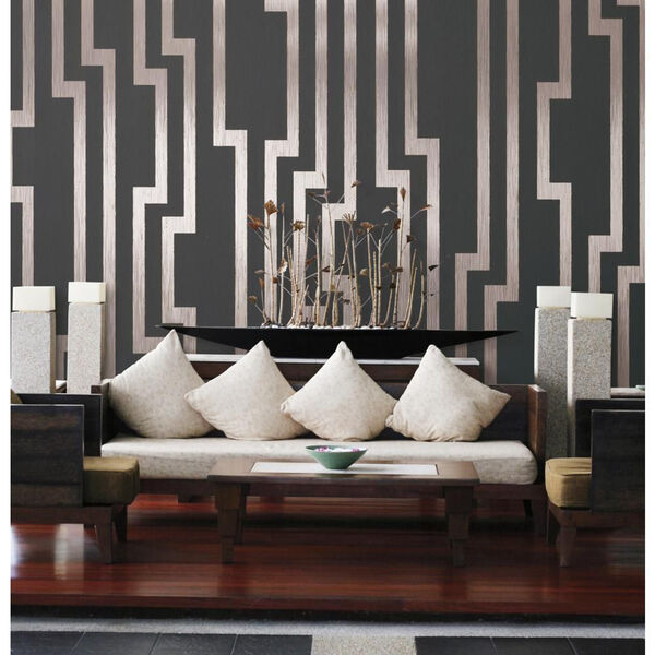 Candice Olson Shimmering Details Black and Silver Velocity Wallpaper, image 2