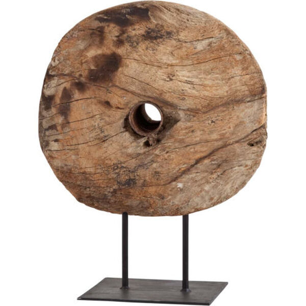 Incana Natural Brown Wood Reclaimed Wheel Decorative Object, image 1