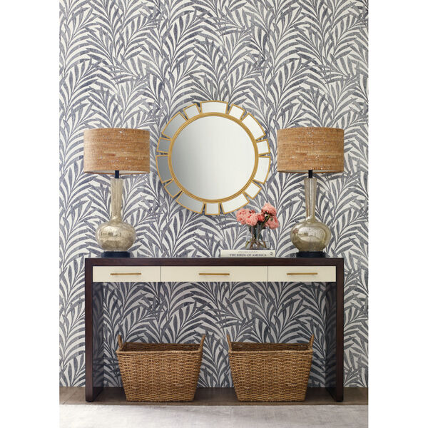 Ronald Redding Handcrafted Naturals Cream and Black Tea Leaves Stripe Wallpaper, image 2