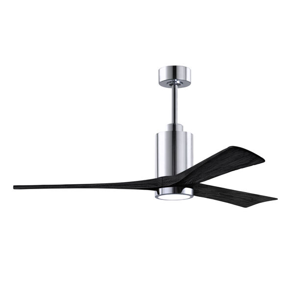 Patricia-3 Polished Chrome and Matte Black 60-Inch Ceiling Fan with LED Light Kit, image 1