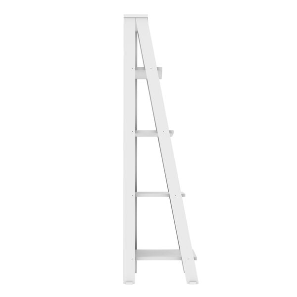 Wood Ladder Bookshelf White Bs55ldwh, Walker Edison 4 Shelf Ladder Bookcase Black