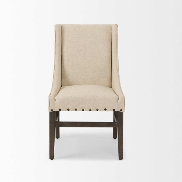 Kensington I Cream Fabric and Solid Wood Dining Chair, image 2