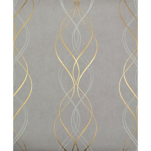 Antonina Vella Modern Metals Aurora Grey and Gold Wallpaper, image 1