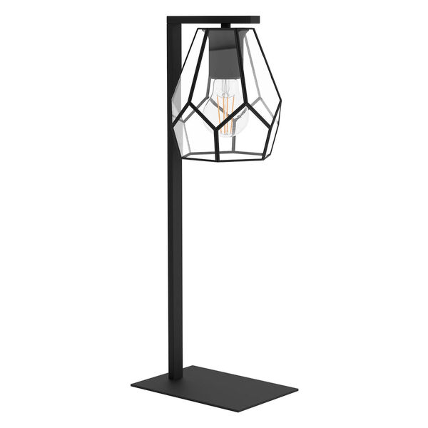 Mardyke Structured Black One-Light Table Lamp with Geometric Clear Glass, image 1