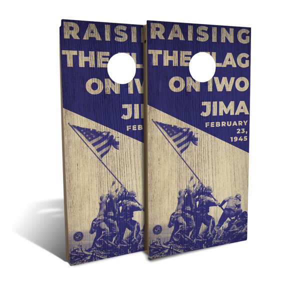 Raising The Flag On Iwo Jima Cornhole Board Set with 8 Bags, image 1