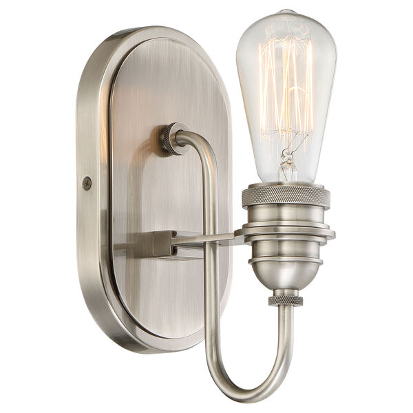 Uptown Edison Plated Pewter One-Light Vanity, image 1