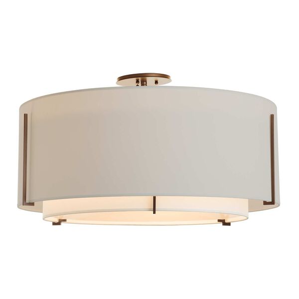 Exos Bronze 29-Inch Three-Light Semi Flush Mount with Light Grey Outer Shade, image 1