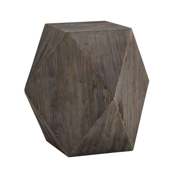 Swanson Reclaimed Dark Wood Geometric End Table, image 1