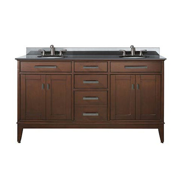 Madison Tobacco 60-Inch Double Sink Vanity with Black Granite Top, image 1