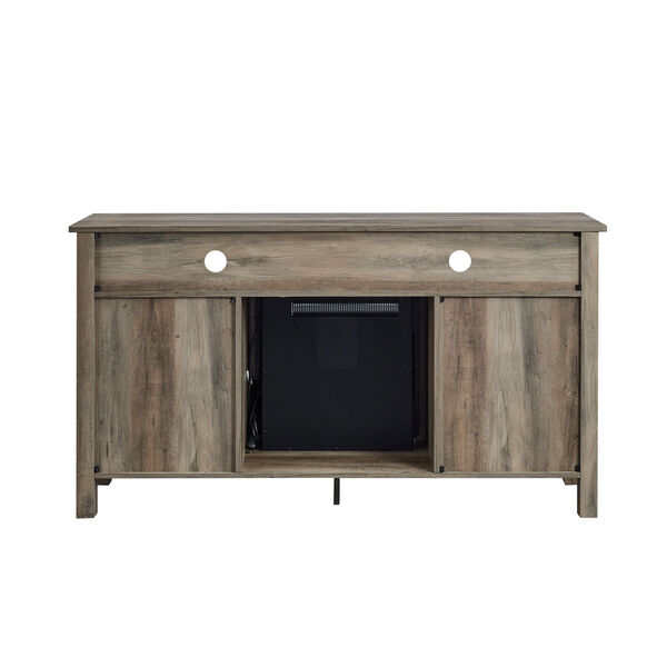 Gray Wash 58-Inch Fireplace Glass Wood TV Stand, image 5