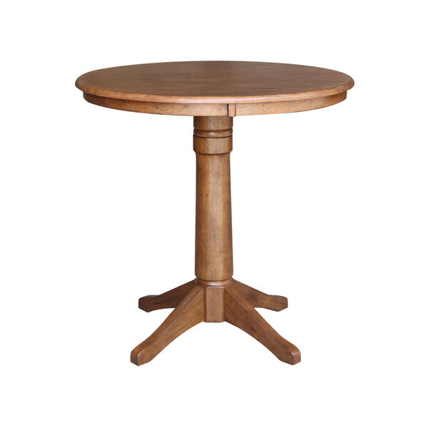 Distressed Oak 36-Inch Round Top Counter Height Pedestal Table, image 1