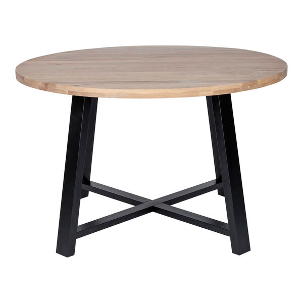 Mila White Oil and Black 47-Inch Round Dining Table, image 1