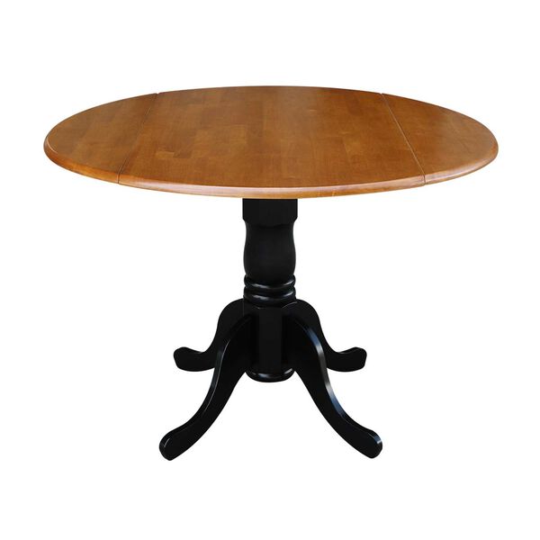 Black and Cherry 42-Inch Dual Drop Leaf Dining Table with Splat Back Chairs, Five-Piece, image 3