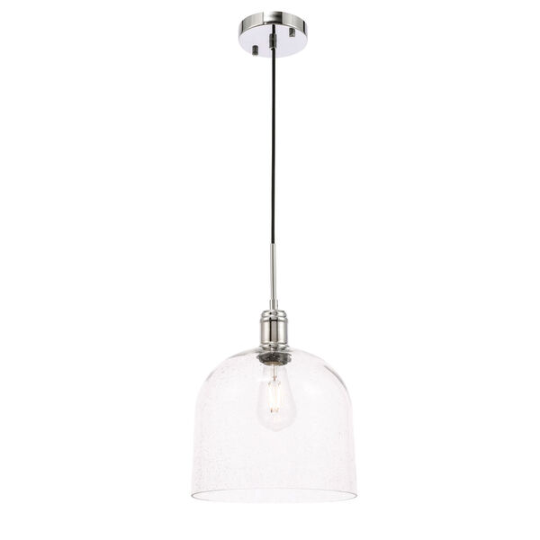 Gabe Chrome 10-Inch One-Light Pendant with Clear Seeded Glass, image 6