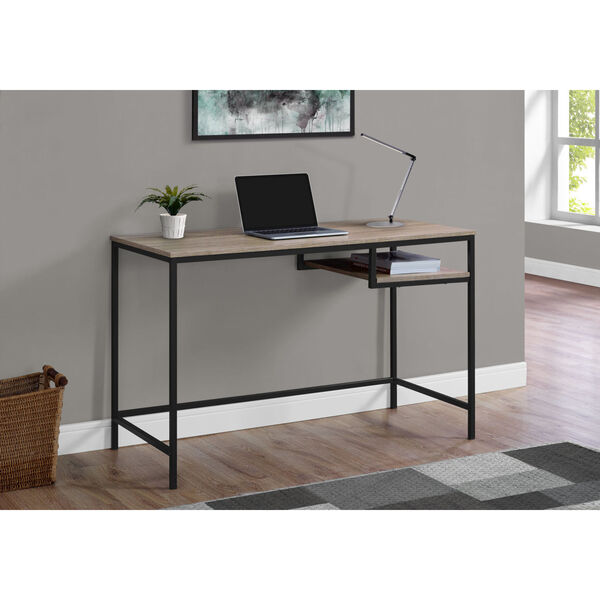 Dark Taupe and Black 22-Inch Computer Desk with Open Shelf, image 1