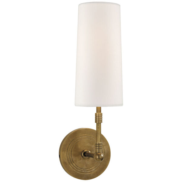 Ziyi Sconce in Hand-Rubbed Antique Brass with Linen Shade by Thomas O'Brien, image 1