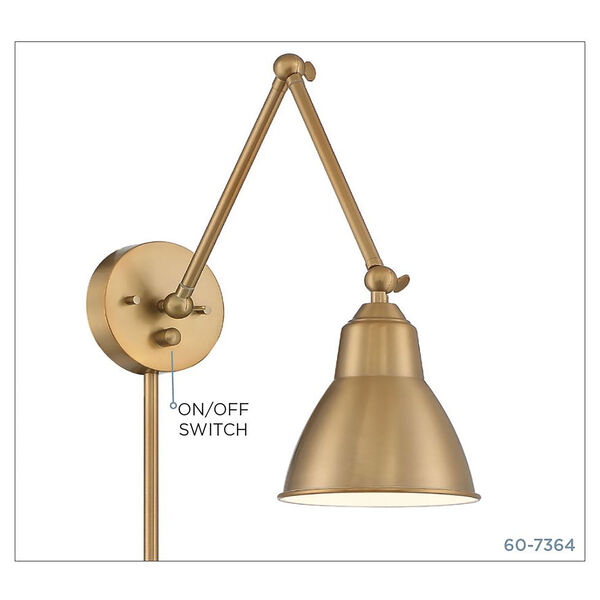 Fulton Brass Polished One-Light Adjustable Swing Arm Wall Sconce, image 6
