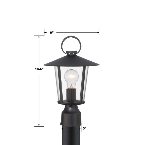 Andover Matte Black One-Light Outdoor Lantern Post, image 3