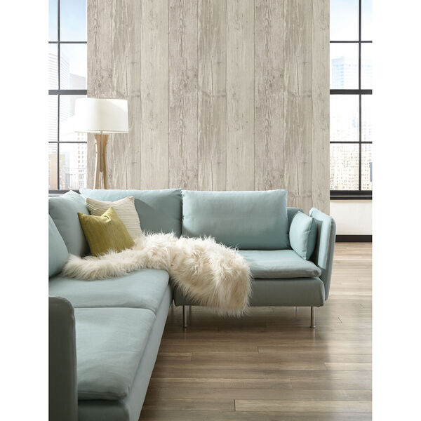 Welcome Home Dove Grey, Oyster and Taupe Wide Wooden Planks Wallpaper, image 3