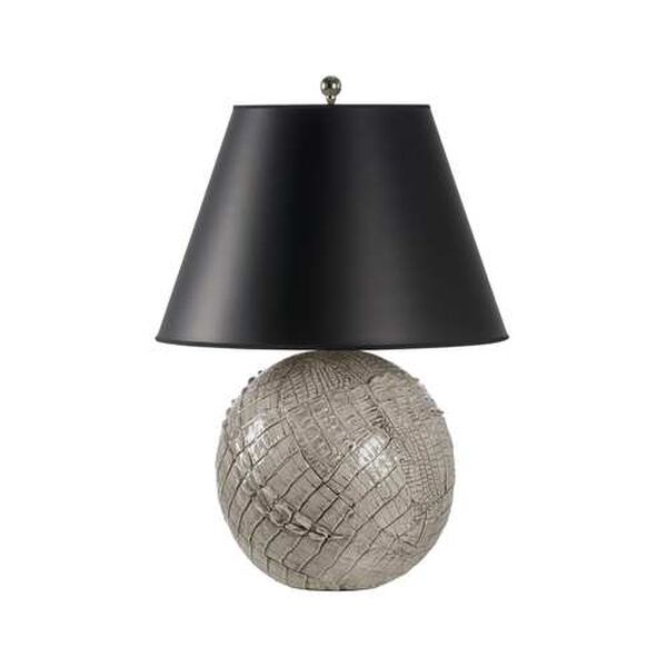 Ally Cream and Gray One-Light Table Lamp with Black Shade, image 1