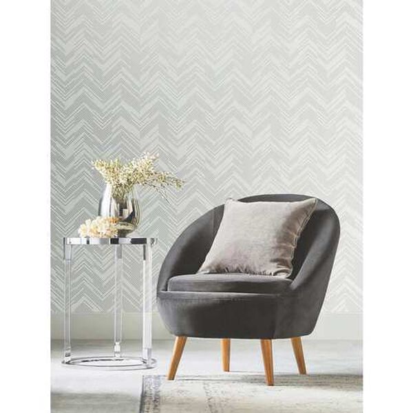 Polished Chevron White and Silver Wallpaper, image 1