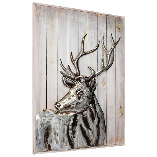 Deer 2 Hand Painted Iron Solid Wood Framed Wall Art, image 3