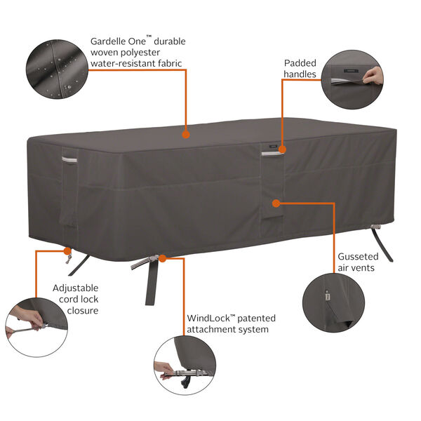 Maple Dark Taupe 84-Inch Rectangle Oval Patio Table Cover, image 2