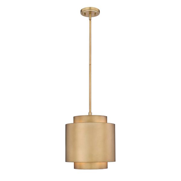 Harlech Rubbed Brass One-Light Pendant with Rubbed Brass Steel Shade, image 1