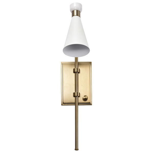 Prospect Matte White and Burnished Brass One-Light Wall Sconce, image 4