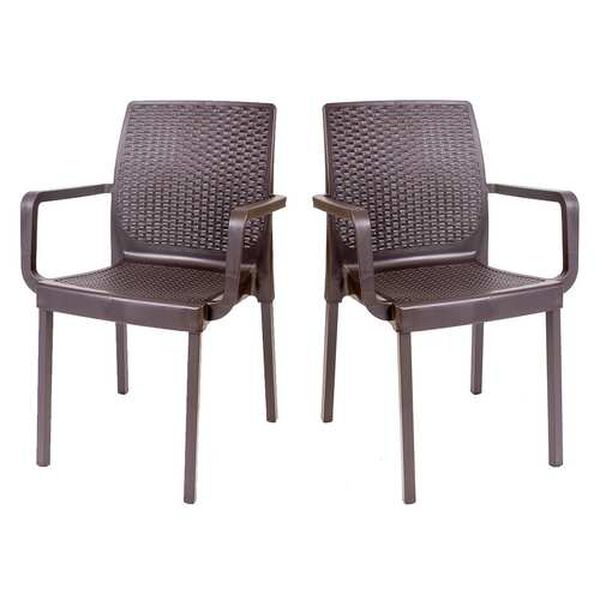 Napoli Brown Outdoor Stackable Armchair, Set of Four, image 1