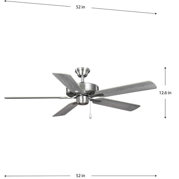 AirPro Builder Brushed Nickel 52-Inch Five-Blade AC Motor Ceiling Fan, image 2