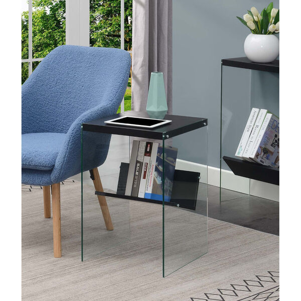 SoHo Black and Glass End Table with Shelf, image 3