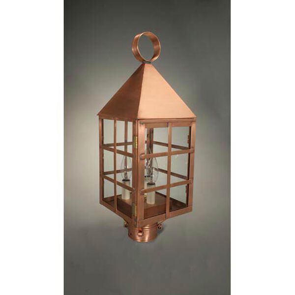 York Antique Copper Three-Light Outdoor Post Light with Clear Glass, image 1