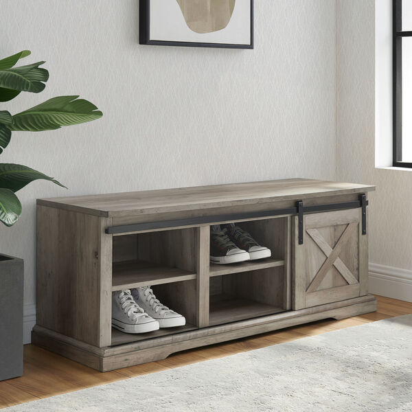 Gray Entry Bench with Storage, image 2