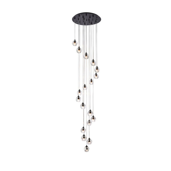 Eren Black 20-Inch 18-Light Pendant with Royal Cut Clear Crystal, image 1