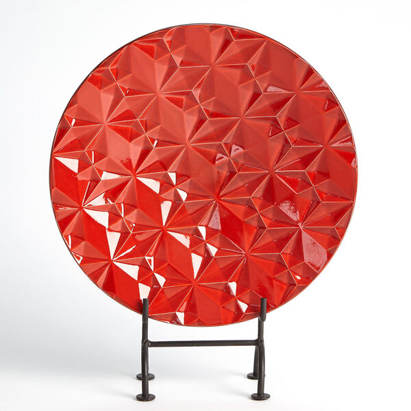 Red Geometric Ceramic Charger, image 1
