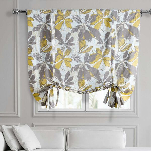 Sunny Day Gold Printed Cotton Tie-Up Window Shade Single Panel, image 1