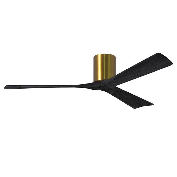 Irene-3H Brushed Brass 60-Inch Outdoor Flush Mount Ceiling Fan with Matte Black Blades, image 4