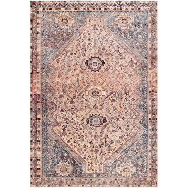 Amelie Wheat, Navy and Brown Rectangular Area Rug, image 1