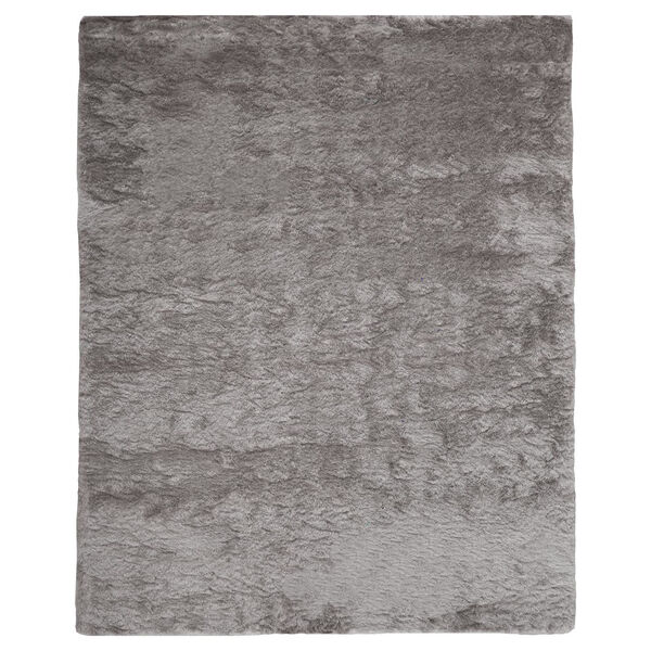 Indochine Plush Shag Metallic Sheen Silver White Area Rug, image 1