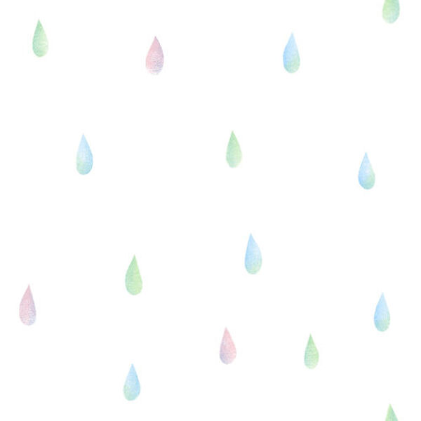 Day Dreamers Pink, Blue and Green Raindrops Unpasted Wallpaper, image 1